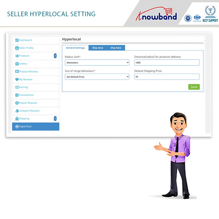 vista del venditore nel modulo del mercato iperlocale di prestashop di knowband