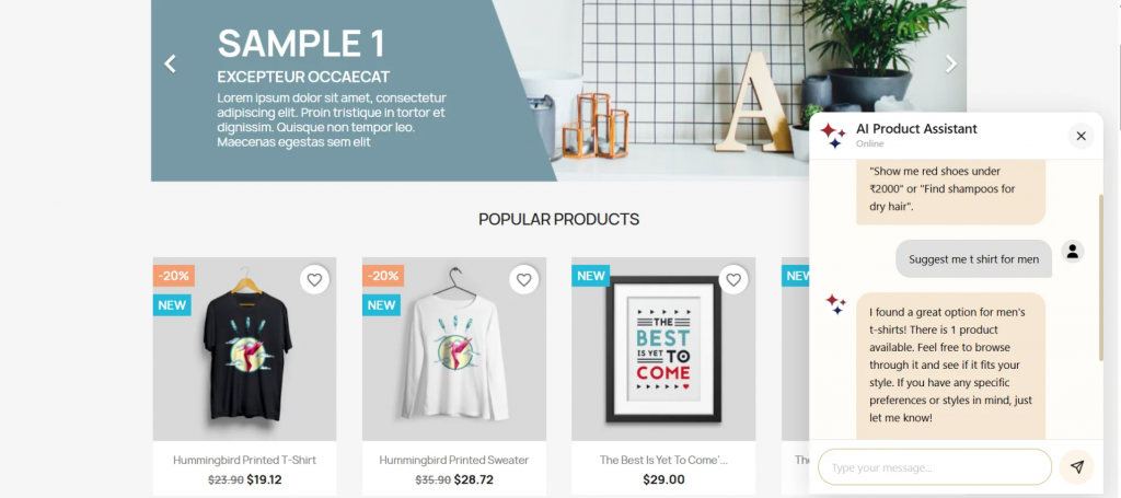 Frontend view of the PrestaShop AI Chatbot Module
